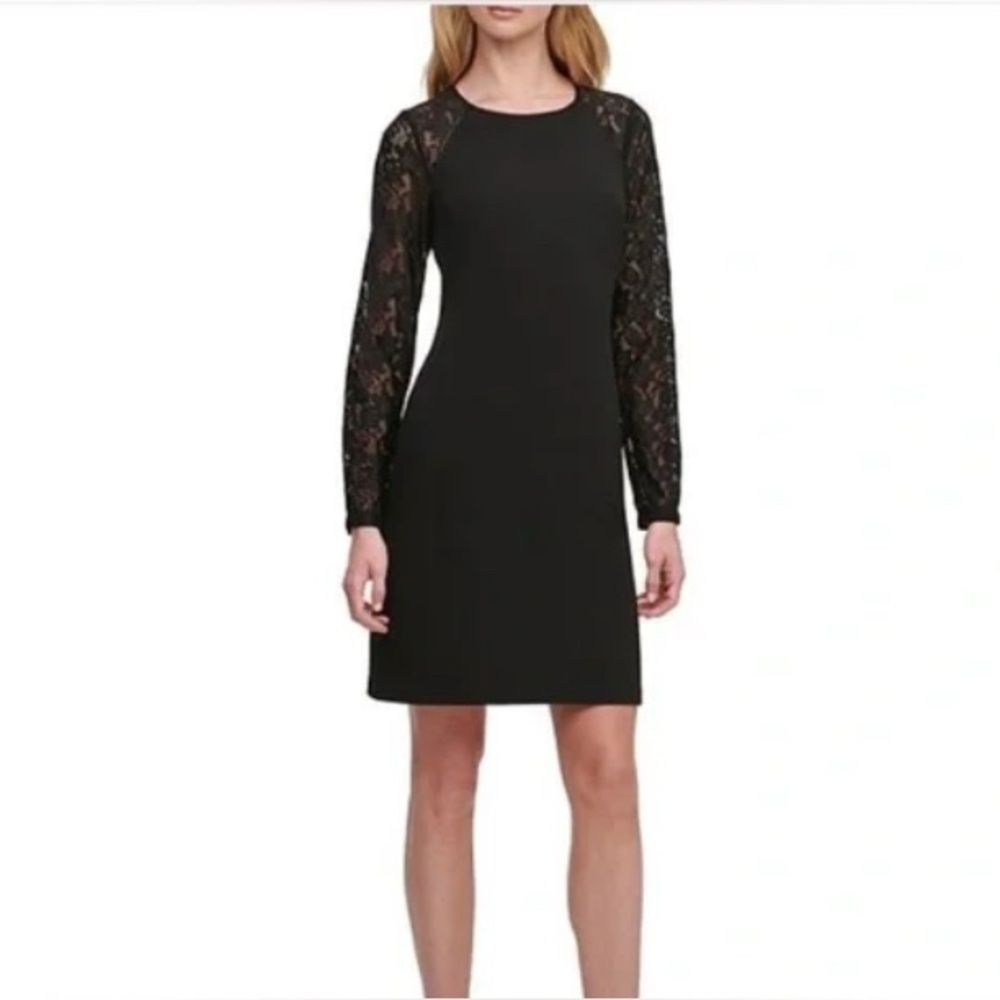 Tommy Hilfiger Black Lace Sleeve Dress